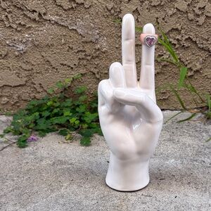 Vintage Pink and Silver Crystal Heart Ring